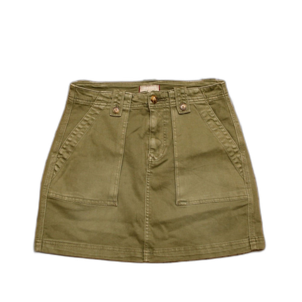 Dear John Olive Utility Mini Skirt Size 27 Cotton Stretch Cargo Style